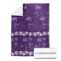 Purple Hawaii Palm Tree Hibiscus Blanket Fantasy Summer Vibe