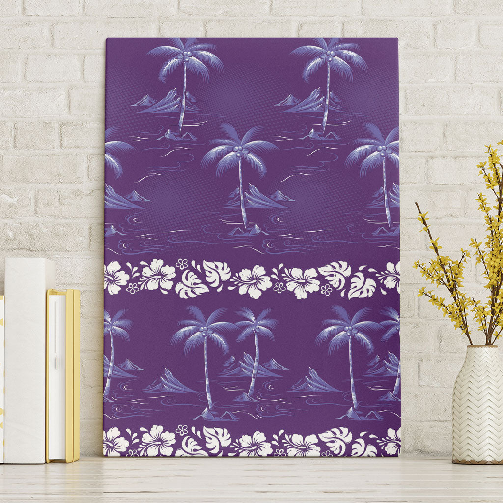 Purple Hawaii Palm Tree Hibiscus Canvas Wall Art Fantasy Summer Vibe LT01 Without Frame Purple - Polynesian Pride