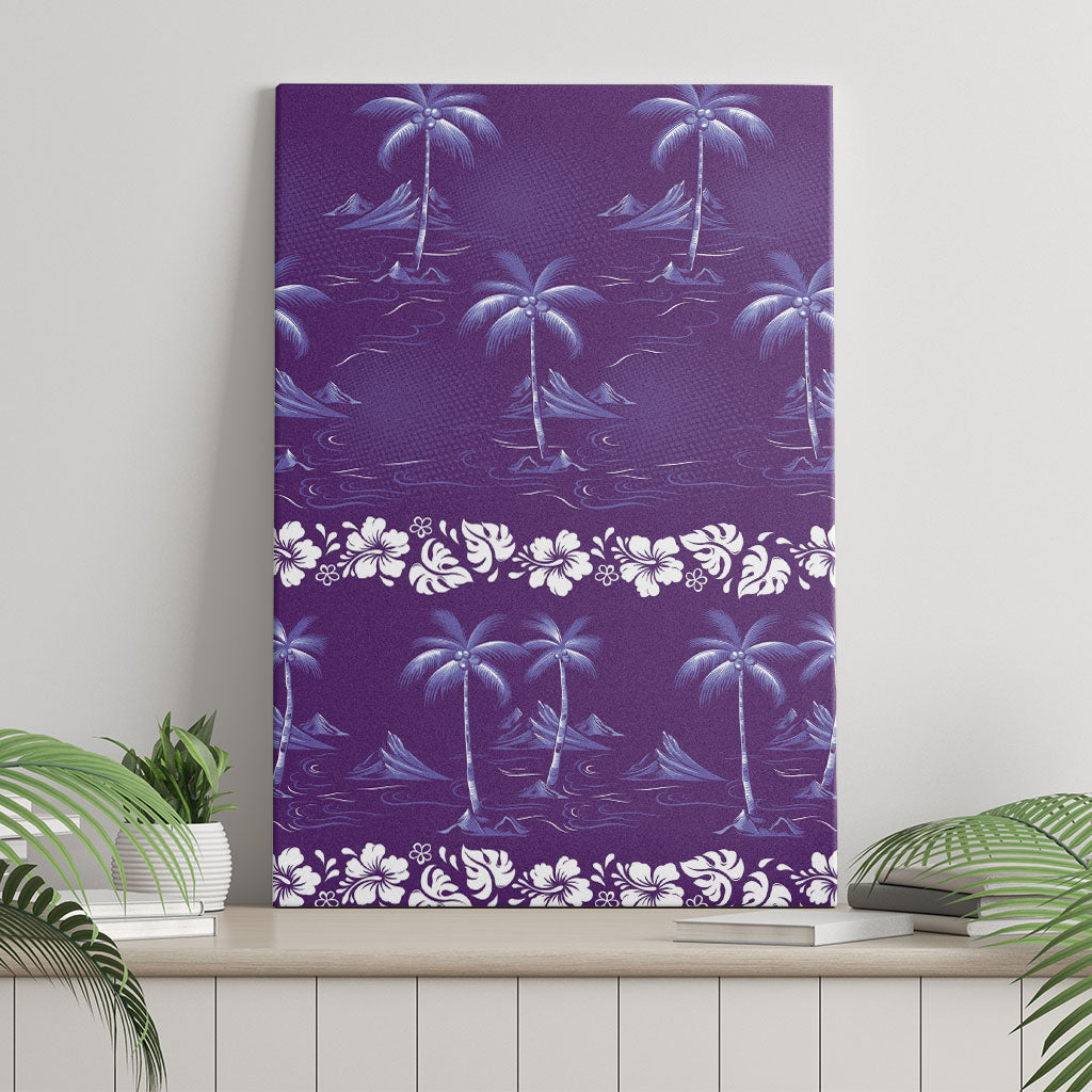 Purple Hawaii Palm Tree Hibiscus Canvas Wall Art Fantasy Summer Vibe LT01 - Polynesian Pride