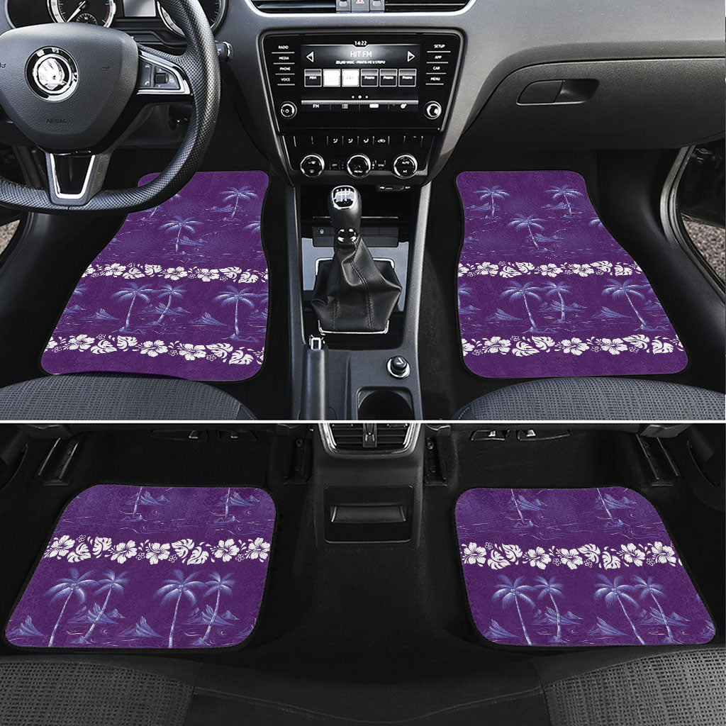 Purple Hawaii Palm Tree Hibiscus Car Mats Fantasy Summer Vibe