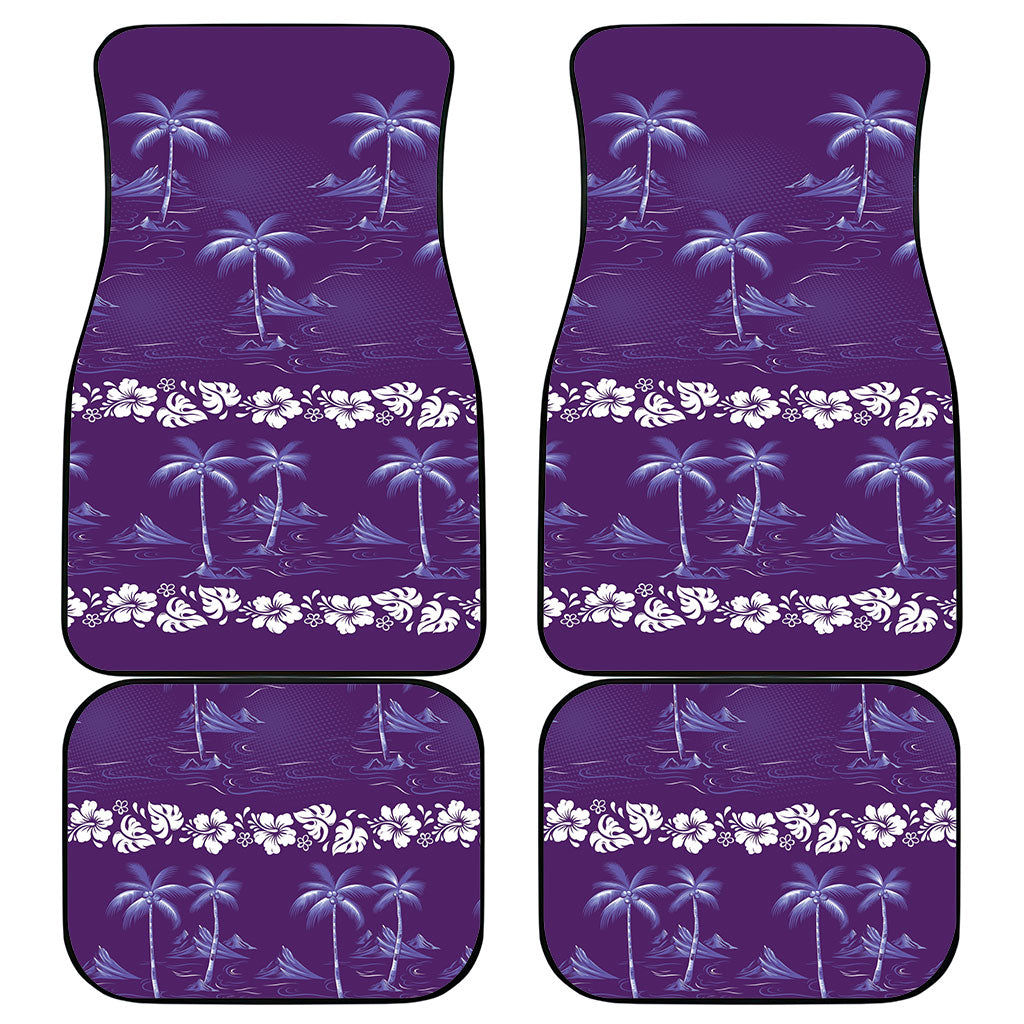 Purple Hawaii Palm Tree Hibiscus Car Mats Fantasy Summer Vibe LT01 - Polynesian Pride
