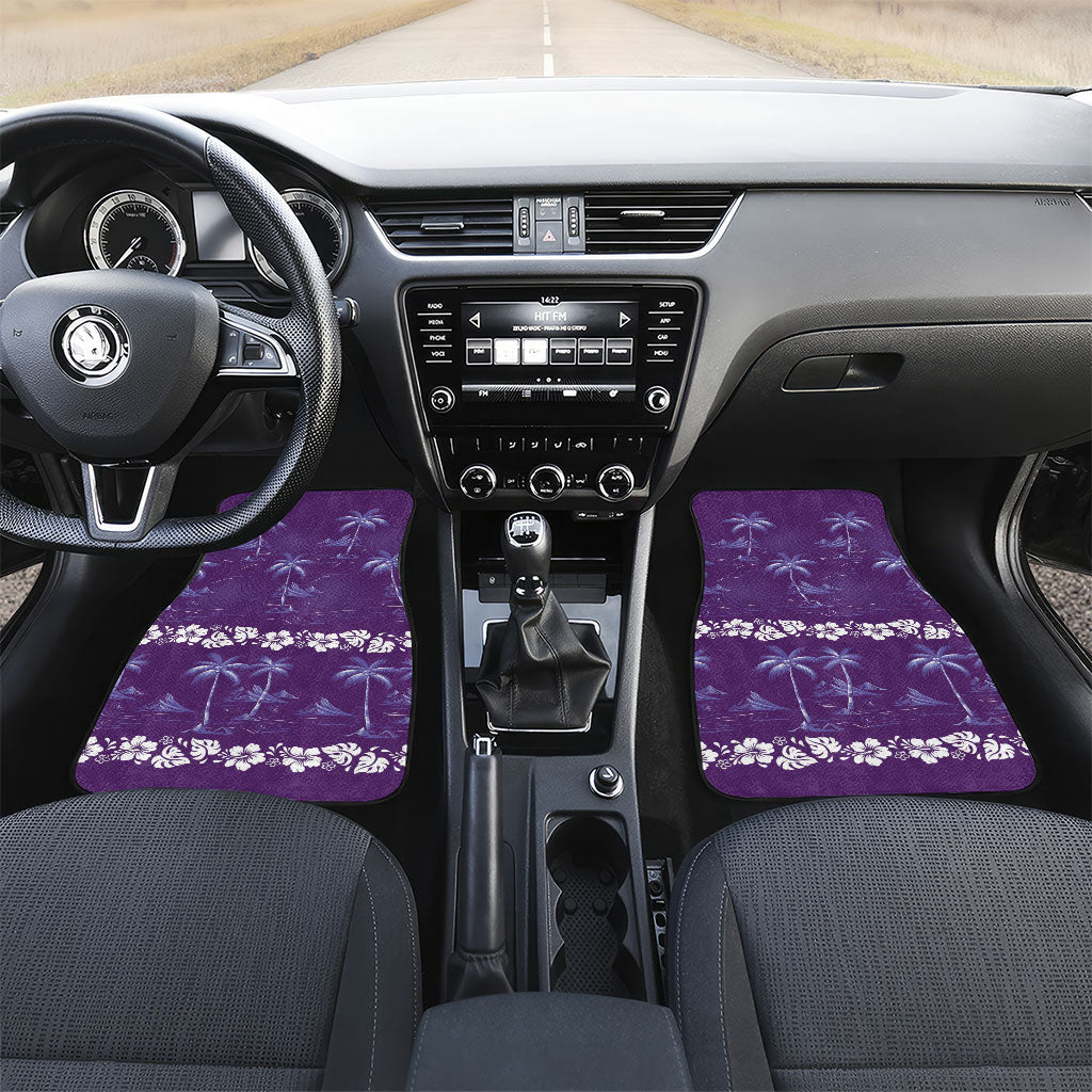 Purple Hawaii Palm Tree Hibiscus Car Mats Fantasy Summer Vibe LT01 Set 2pcs - Front Purple - Polynesian Pride