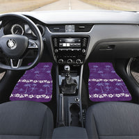Purple Hawaii Palm Tree Hibiscus Car Mats Fantasy Summer Vibe LT01 Set 2pcs - Front Purple - Polynesian Pride