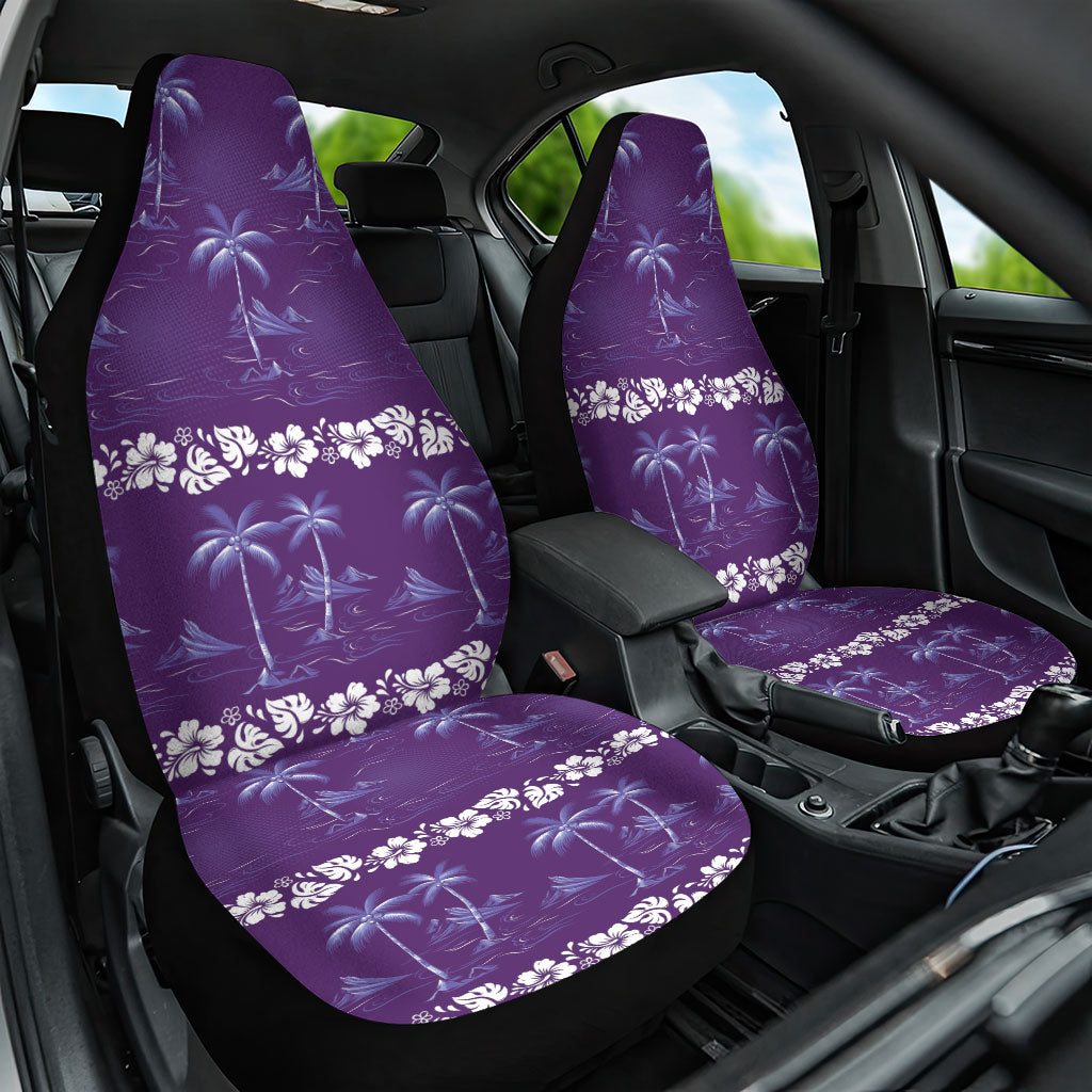 Purple Hawaii Palm Tree Hibiscus Car Seat Cover Fantasy Summer Vibe