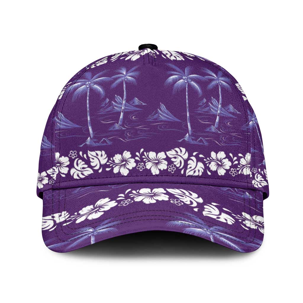 Purple Hawaii Palm Tree Hibiscus Classic Cap Fantasy Summer Vibe