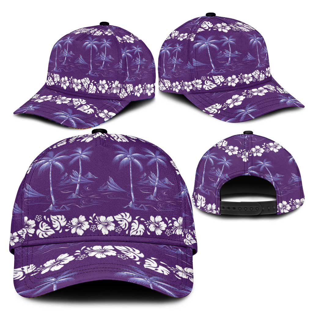 Purple Hawaii Palm Tree Hibiscus Classic Cap Fantasy Summer Vibe
