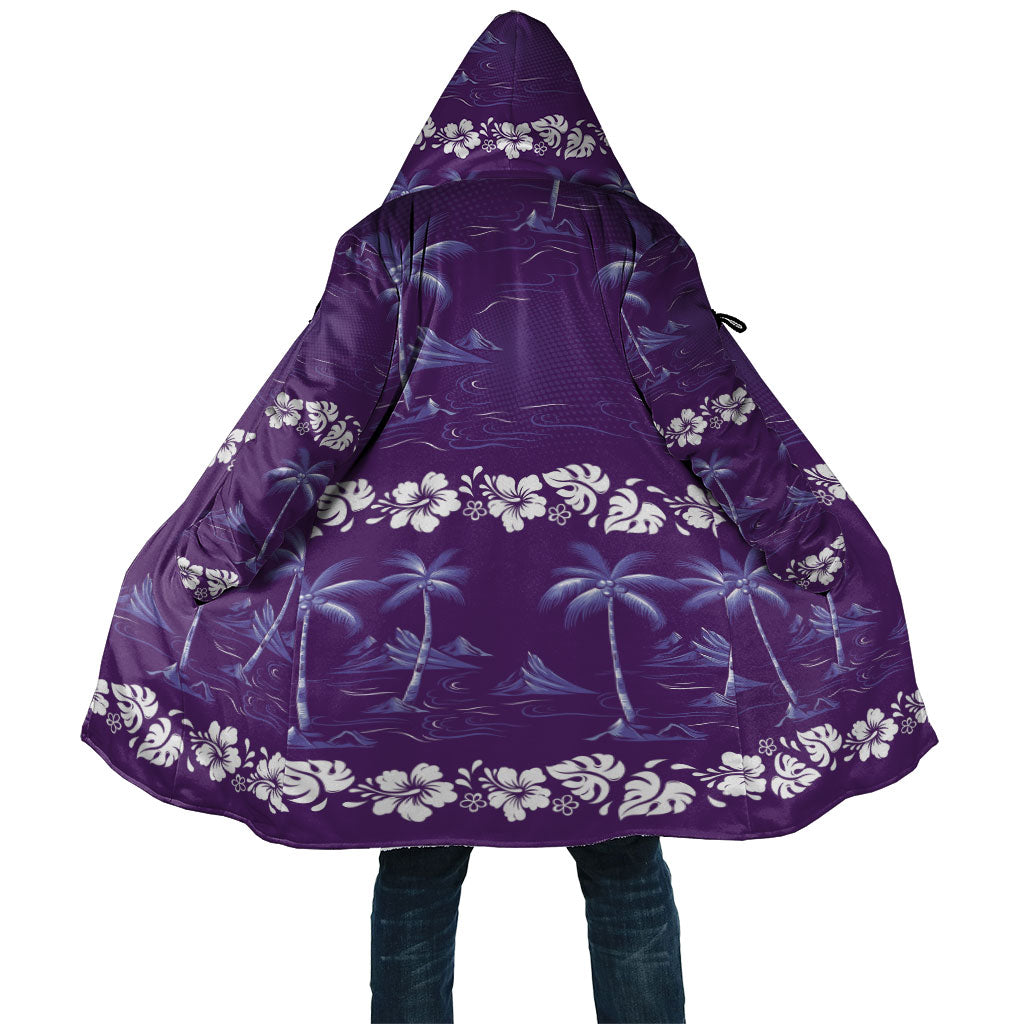 Purple Hawaii Palm Tree Hibiscus Cloak Fantasy Summer Vibe LT01 Unisex Purple - Polynesian Pride