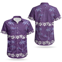 Purple Hawaii Palm Tree Hibiscus Couples Matching Mermaid Dress and Hawaiian Shirt Fantasy Summer Vibe