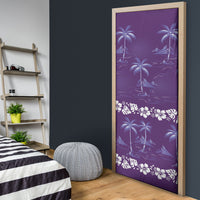 Purple Hawaii Palm Tree Hibiscus Door Cover Fantasy Summer Vibe LT01 - Polynesian Pride