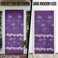 Purple Hawaii Palm Tree Hibiscus Door Cover Fantasy Summer Vibe LT01 - Polynesian Pride