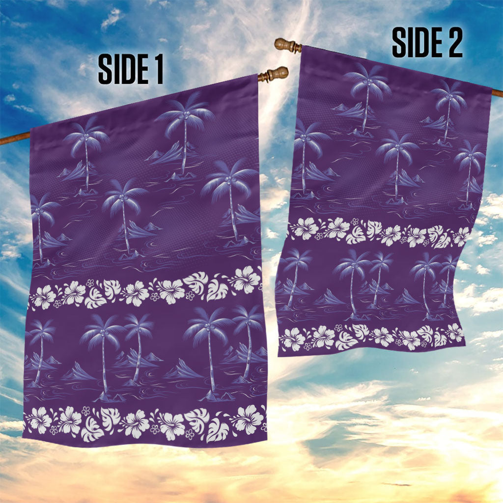 Purple Hawaii Palm Tree Hibiscus Garden Flag Fantasy Summer Vibe LT01 - Polynesian Pride