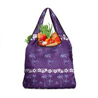 Purple Hawaii Palm Tree Hibiscus Grocery Bag Fantasy Summer Vibe LT01 1-pack One Size Purple - Polynesian Pride