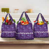 Purple Hawaii Palm Tree Hibiscus Grocery Bag Fantasy Summer Vibe LT01 3-pack One Size Purple - Polynesian Pride