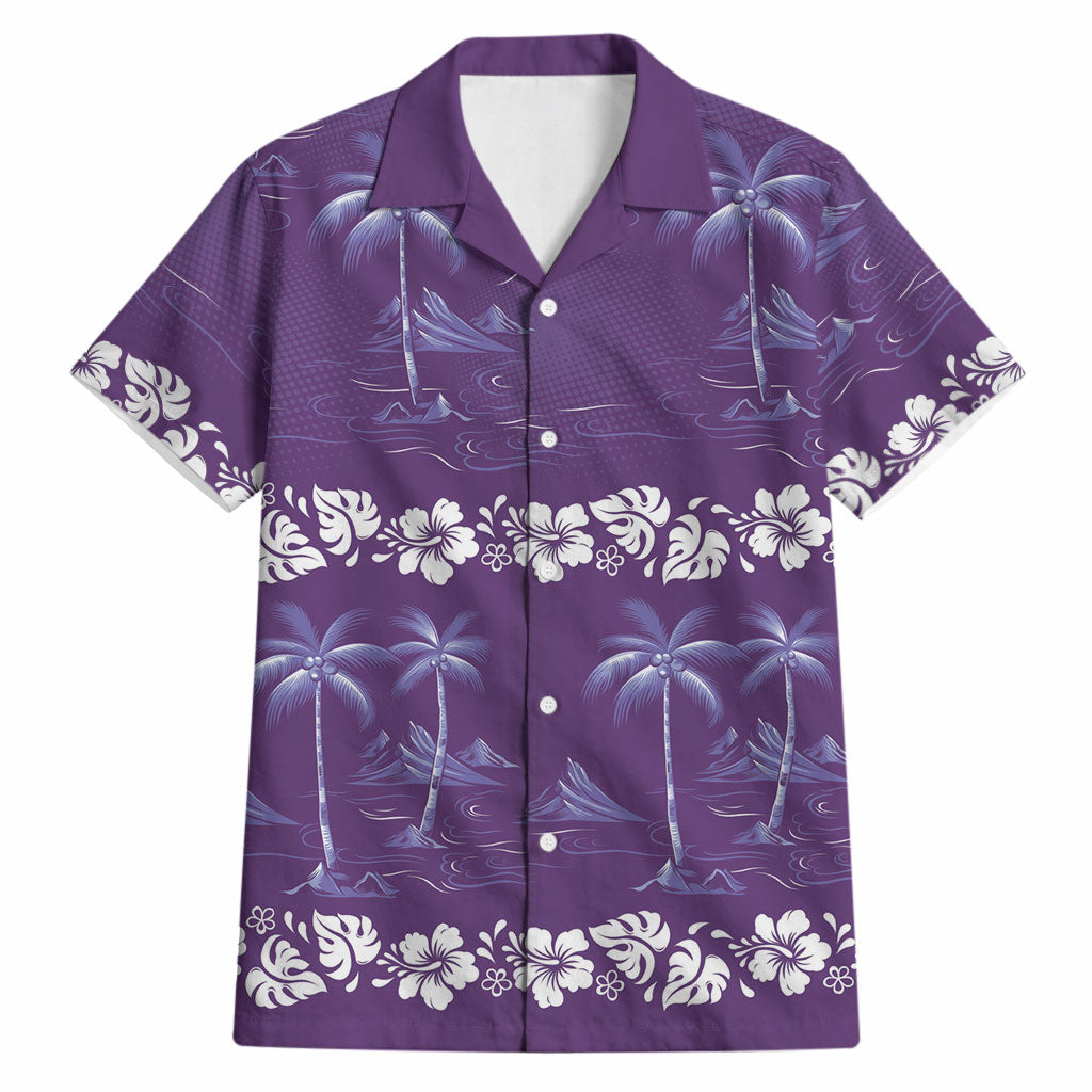 Purple Hawaii Palm Tree Hibiscus Hawaiian Shirt Fantasy Summer Vibe LT01 Purple - Polynesian Pride