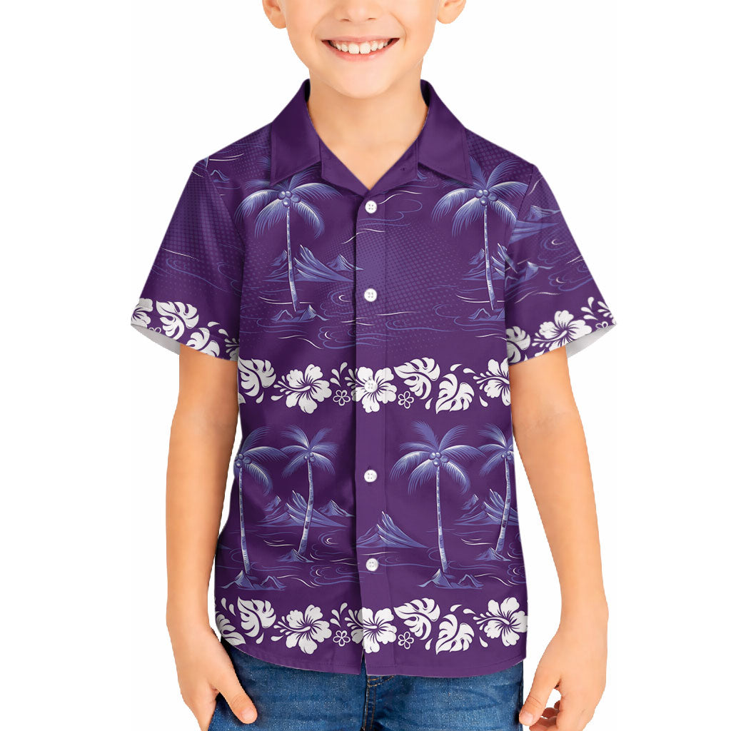 Purple Hawaii Palm Tree Hibiscus Hawaiian Shirt Fantasy Summer Vibe LT01 - Polynesian Pride