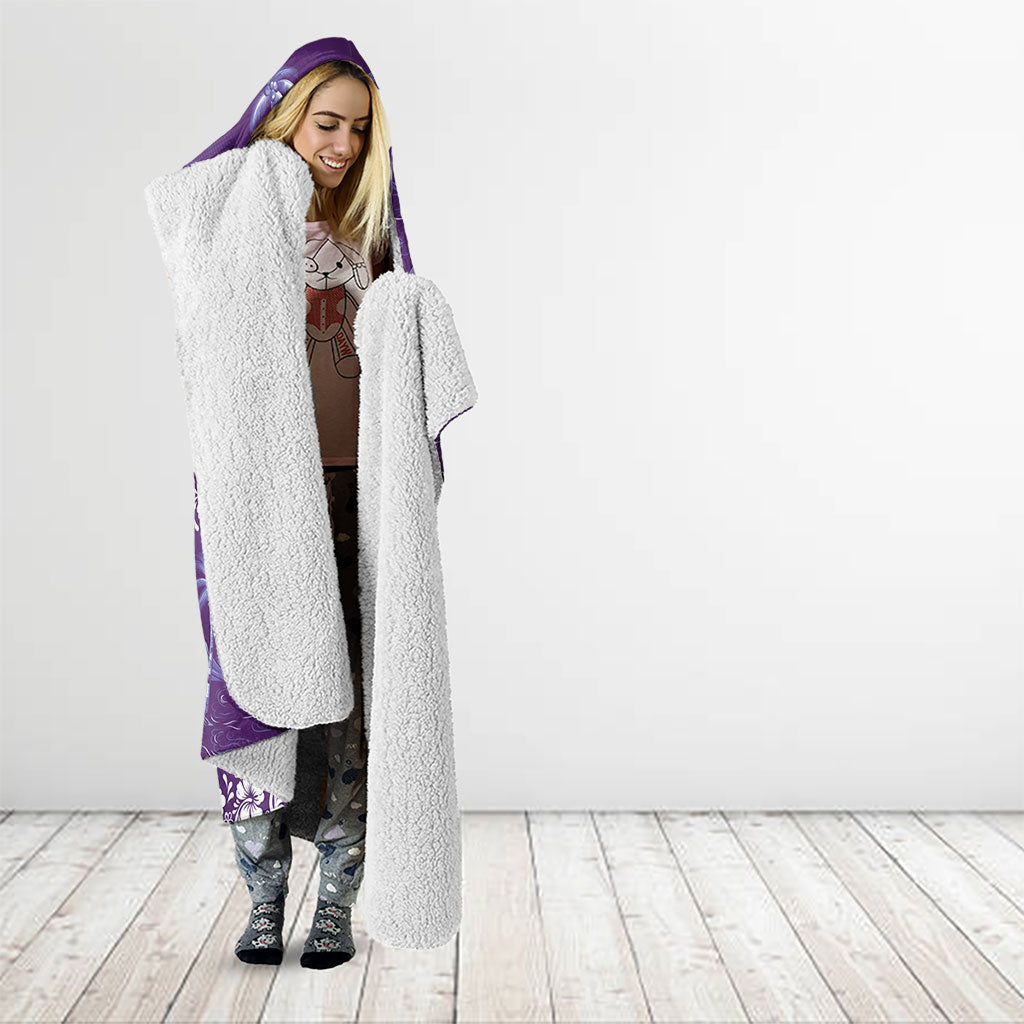 Purple Hawaii Palm Tree Hibiscus Hooded Blanket Fantasy Summer Vibe LT01 - Polynesian Pride