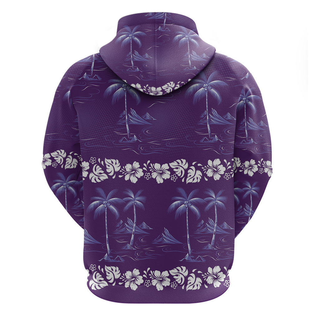 Purple Hawaii Palm Tree Hibiscus Hoodie Fantasy Summer Vibe LT01 - Polynesian Pride