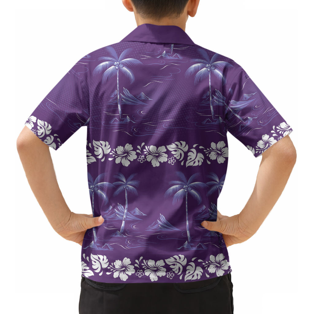 Purple Hawaii Palm Tree Hibiscus Kid Hawaiian Shirt Fantasy Summer Vibe LT01 - Polynesian Pride