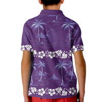 Purple Hawaii Palm Tree Hibiscus Kid Polo Shirt Fantasy Summer Vibe LT01 - Polynesian Pride