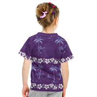 Purple Hawaii Palm Tree Hibiscus Kid T Shirt Fantasy Summer Vibe LT01 - Polynesian Pride