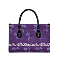 Purple Hawaii Palm Tree Hibiscus Leather Bag Fantasy Summer Vibe LT01 - Polynesian Pride