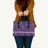 Purple Hawaii Palm Tree Hibiscus Leather Bag Fantasy Summer Vibe LT01 - Polynesian Pride