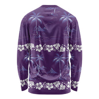 Purple Hawaii Palm Tree Hibiscus Long Sleeve Shirt Fantasy Summer Vibe LT01 - Polynesian Pride