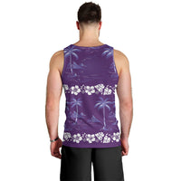 Purple Hawaii Palm Tree Hibiscus Men Tank Top Fantasy Summer Vibe LT01 - Polynesian Pride