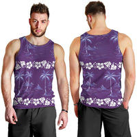 Purple Hawaii Palm Tree Hibiscus Men Tank Top Fantasy Summer Vibe LT01 - Polynesian Pride