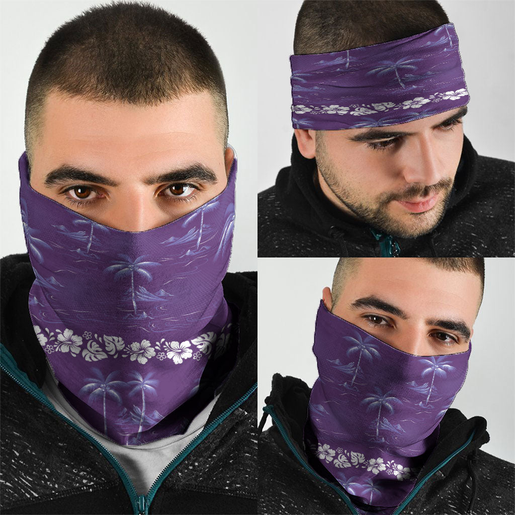 Purple Hawaii Palm Tree Hibiscus Neck Gaiter Fantasy Summer Vibe LT01 - Polynesian Pride