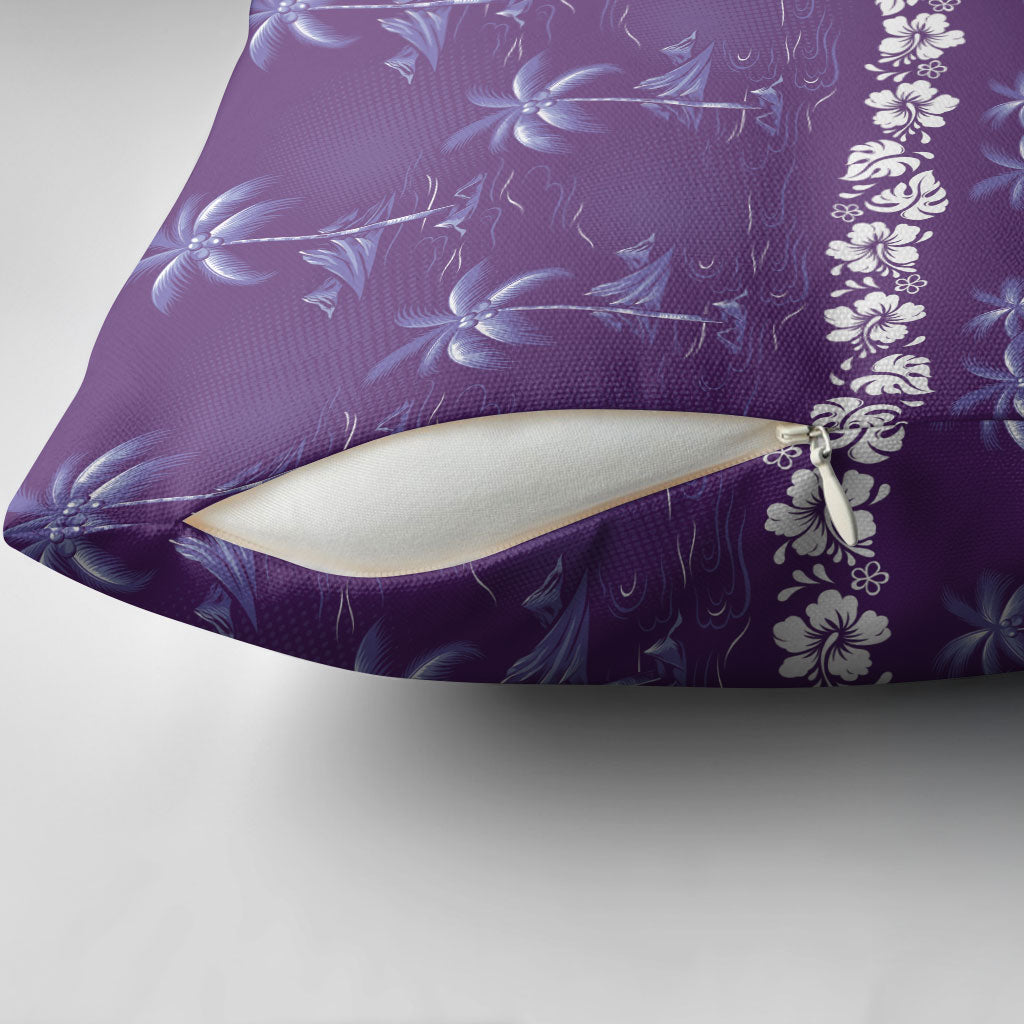 Purple Hawaii Palm Tree Hibiscus Pillow Cover Fantasy Summer Vibe LT01 - Polynesian Pride