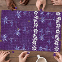 Purple Hawaii Palm Tree Hibiscus Puzzle Fantasy Summer Vibe