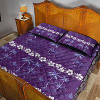 Purple Hawaii Palm Tree Hibiscus Quilt Bed Set Fantasy Summer Vibe LT01 - Polynesian Pride
