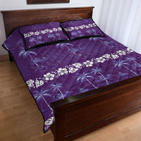 Purple Hawaii Palm Tree Hibiscus Quilt Bed Set Fantasy Summer Vibe LT01 - Polynesian Pride