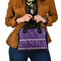 Purple Hawaii Palm Tree Hibiscus Shoulder Handbag Fantasy Summer Vibe LT01 - Polynesian Pride
