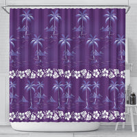Purple Hawaii Palm Tree Hibiscus Shower Curtain Fantasy Summer Vibe LT01 - Polynesian Pride