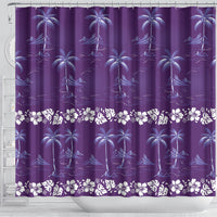 Purple Hawaii Palm Tree Hibiscus Shower Curtain Fantasy Summer Vibe LT01 - Polynesian Pride