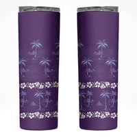 Purple Hawaii Palm Tree Hibiscus Skinny Tumbler Fantasy Summer Vibe LT01 Purple - Polynesian Pride