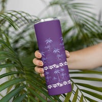 Purple Hawaii Palm Tree Hibiscus Skinny Tumbler Fantasy Summer Vibe LT01 - Polynesian Pride