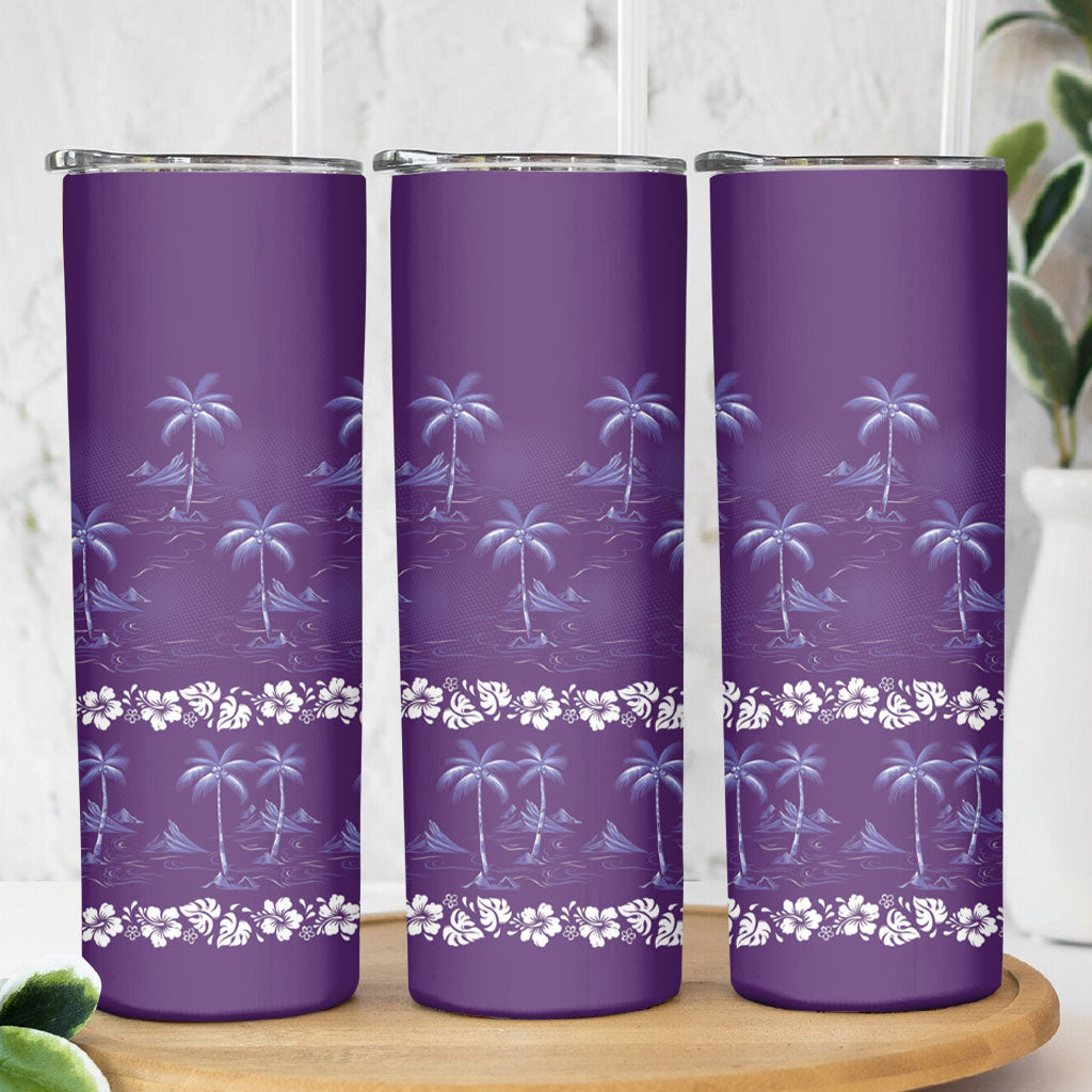 Purple Hawaii Palm Tree Hibiscus Skinny Tumbler Fantasy Summer Vibe LT01 - Polynesian Pride