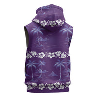 Purple Hawaii Palm Tree Hibiscus Sleeveless Zip Hoodie Fantasy Summer Vibe LT01 - Polynesian Pride
