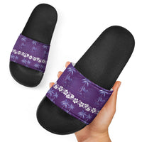 Purple Hawaii Palm Tree Hibiscus Slide Sandals Fantasy Summer Vibe LT01 - Polynesian Pride