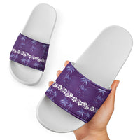 Purple Hawaii Palm Tree Hibiscus Slide Sandals Fantasy Summer Vibe LT01 - Polynesian Pride