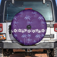 Purple Hawaii Palm Tree Hibiscus Spare Tire Cover Fantasy Summer Vibe