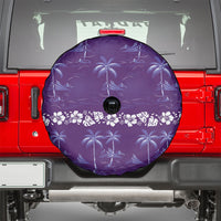Purple Hawaii Palm Tree Hibiscus Spare Tire Cover Fantasy Summer Vibe