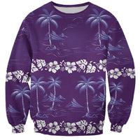 Purple Hawaii Palm Tree Hibiscus Sweatshirt Fantasy Summer Vibe LT01 Unisex Purple - Polynesian Pride