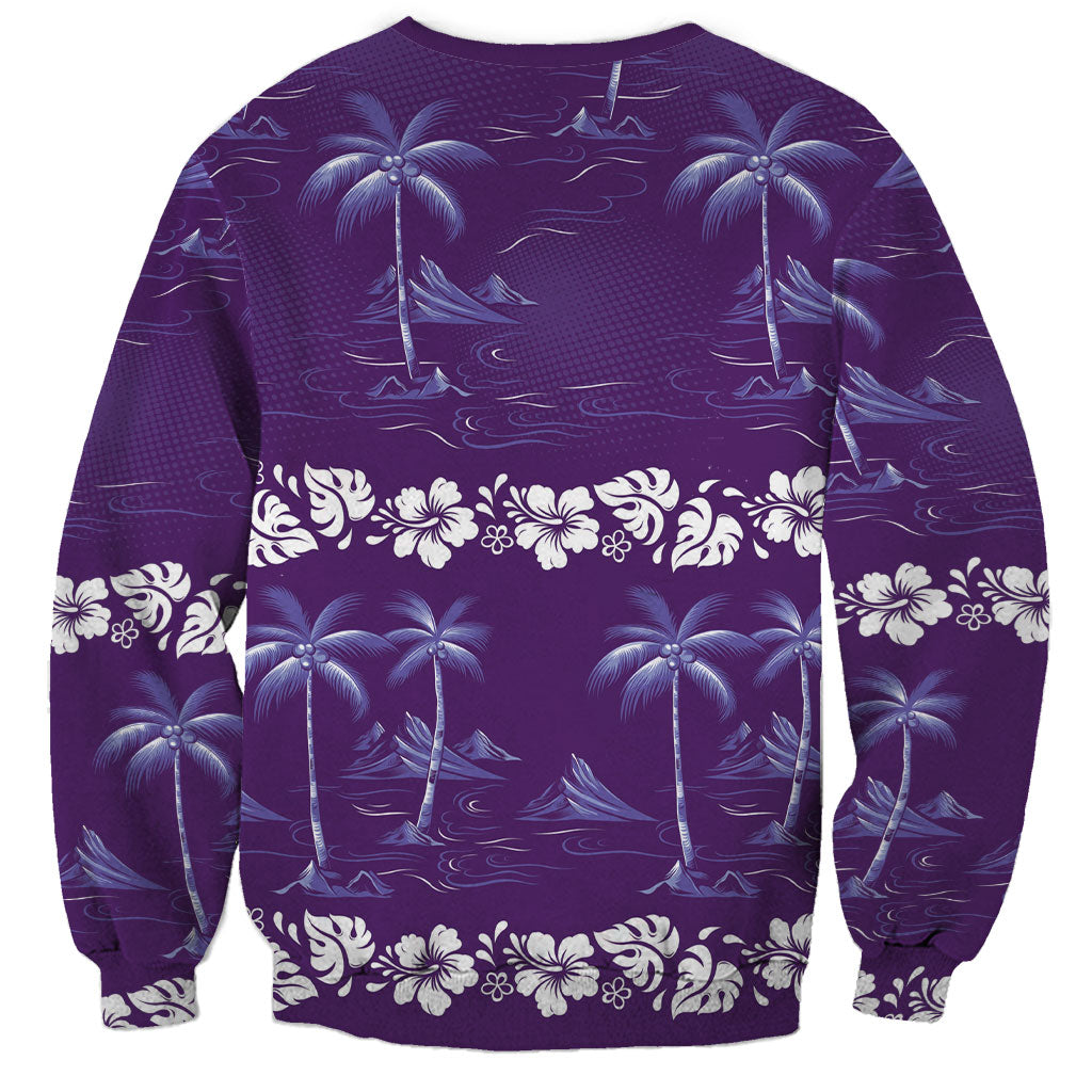 Purple Hawaii Palm Tree Hibiscus Sweatshirt Fantasy Summer Vibe LT01 - Polynesian Pride