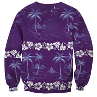 Purple Hawaii Palm Tree Hibiscus Sweatshirt Fantasy Summer Vibe LT01 - Polynesian Pride