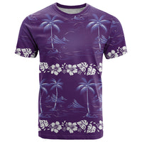 Purple Hawaii Palm Tree Hibiscus T Shirt Fantasy Summer Vibe LT01 Purple - Polynesian Pride