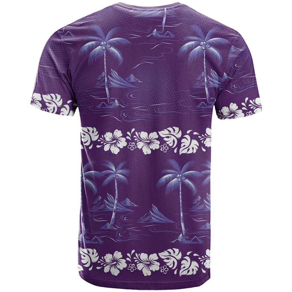 Purple Hawaii Palm Tree Hibiscus T Shirt Fantasy Summer Vibe LT01 - Polynesian Pride